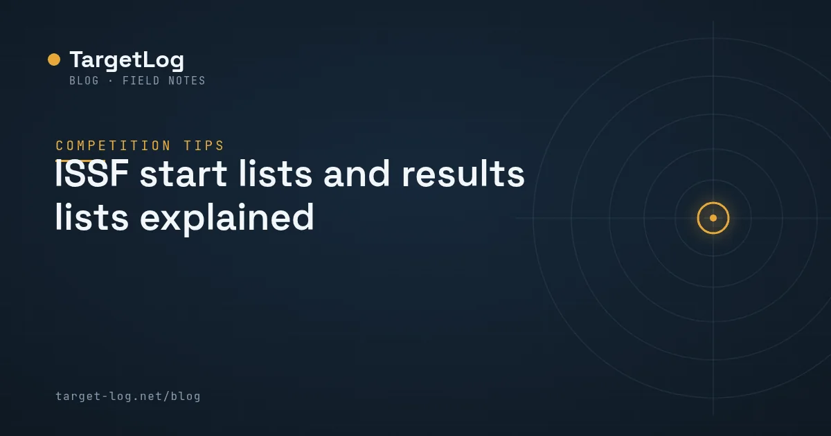 Cover illustration — ISSF start lists and results lists explained