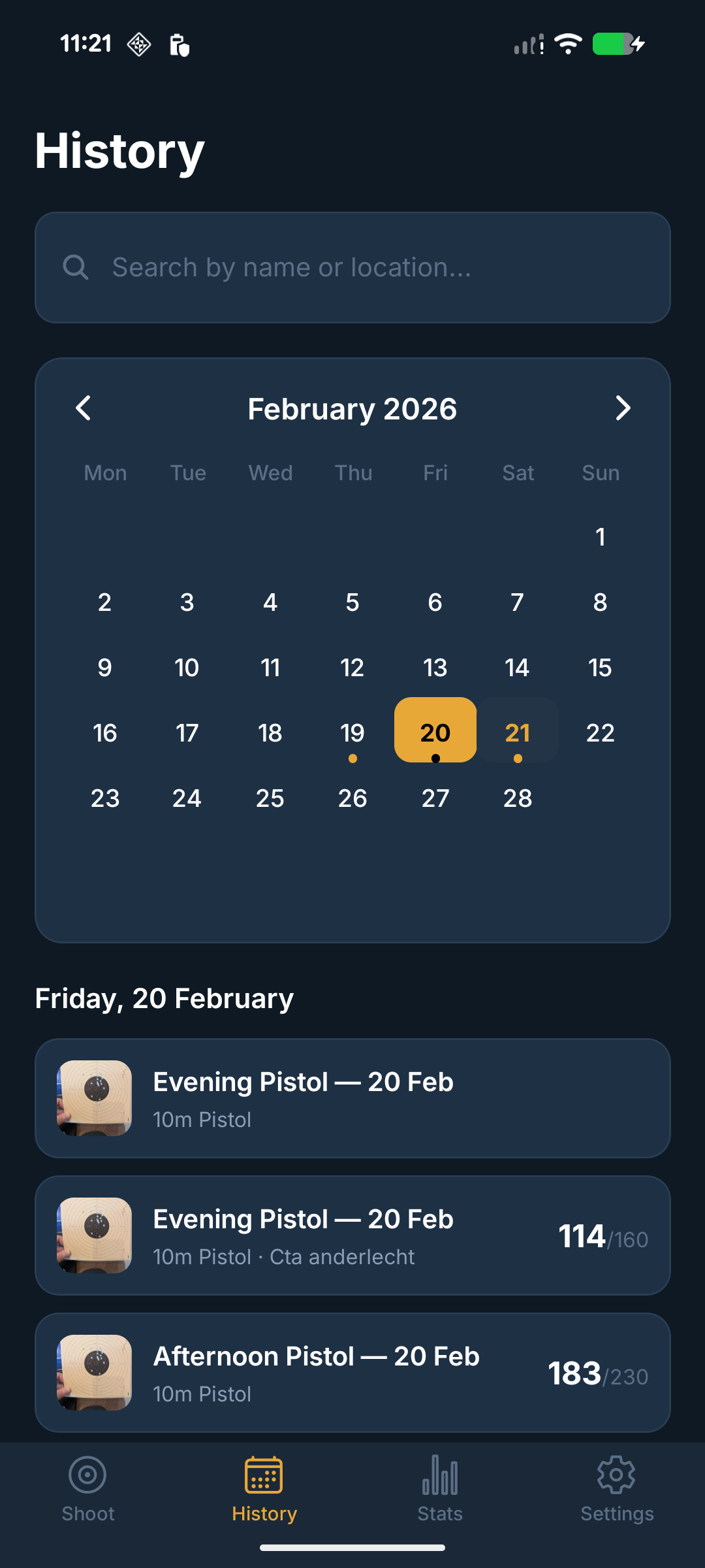 TargetLog calendar view
